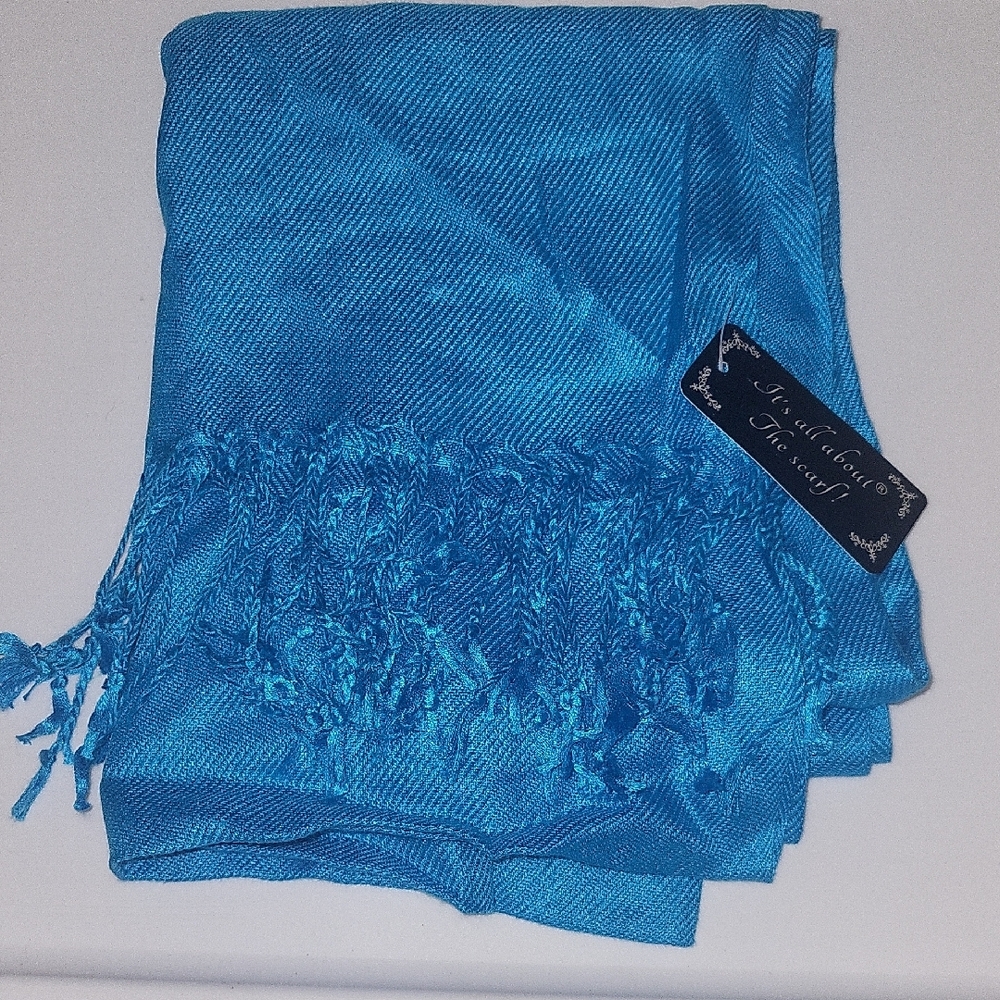 Blue Fringed Scarf